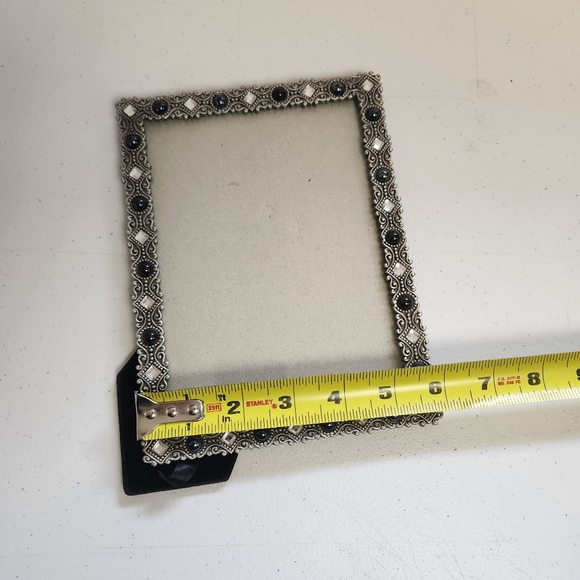 Vintage Ornate Silver Photo Picture Frame 4x6" 1990s Home Decor Goth Rhinestones - Picture 6 of 6